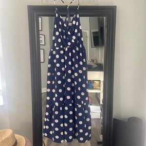 Size L Cupshe navy and white polka dot dress.
